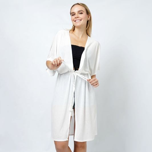 DRAWSTRING JERSEY KIMONO/CARDIGAN