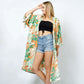 TROPICAL PRINT KIMONO W/SLEEVES