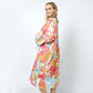 TROPICAL PRINT KIMONO W/SLEEVES