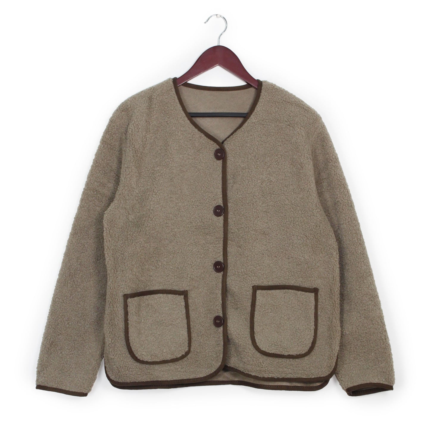 TEDDY FUR CONTRAST EDGE CARDIGAN