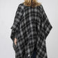 PLAID REVERSIBLE CAPE W/FRINGE