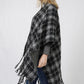 PLAID REVERSIBLE CAPE W/FRINGE