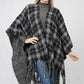 PLAID REVERSIBLE CAPE W/FRINGE