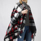 PLAID CAPE W/FRINGE