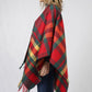 PLAID CAPE W/FRINGE