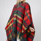 PLAID CAPE W/FRINGE