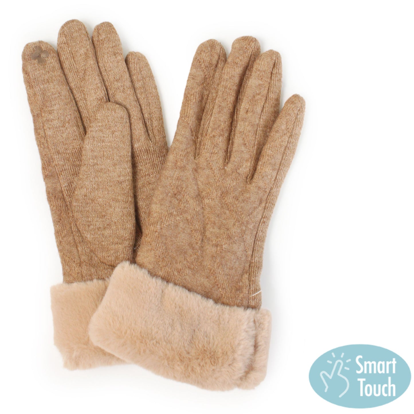 TEXTURED FAUX FUR CUFF GLOVES