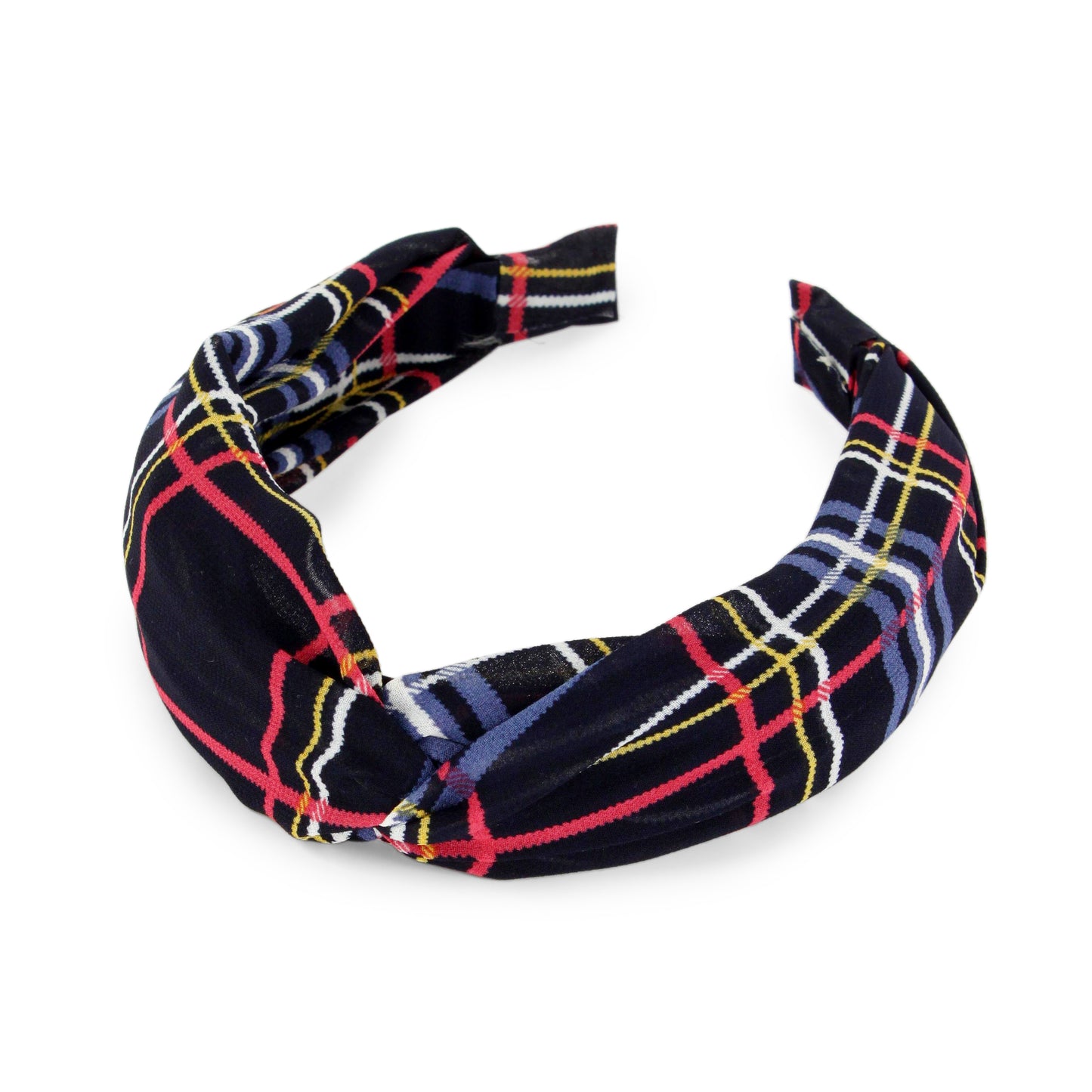 PLAID PRINT TWISTED HEADBAND