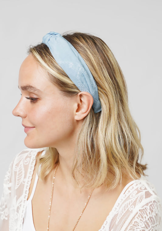 FLORAL EMBROIDERY KNOTTED HEADBAND