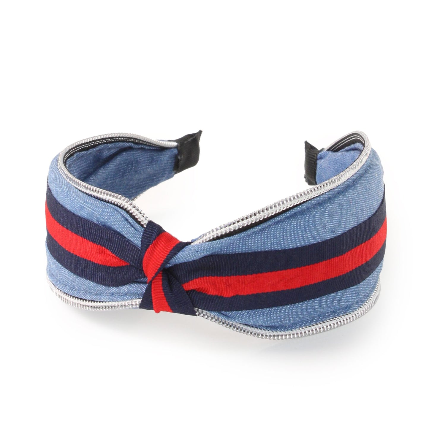 RIBBON+DENIM KNOTTED HEADBAND