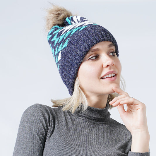 WESTERN KNIT BEANIE W/POMPOM