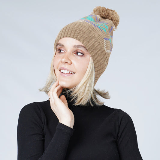 WESTERN KNIT BEANIE W/POMPOM