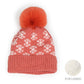 SNOWFLAKE KNIT POMPOM BEANIE