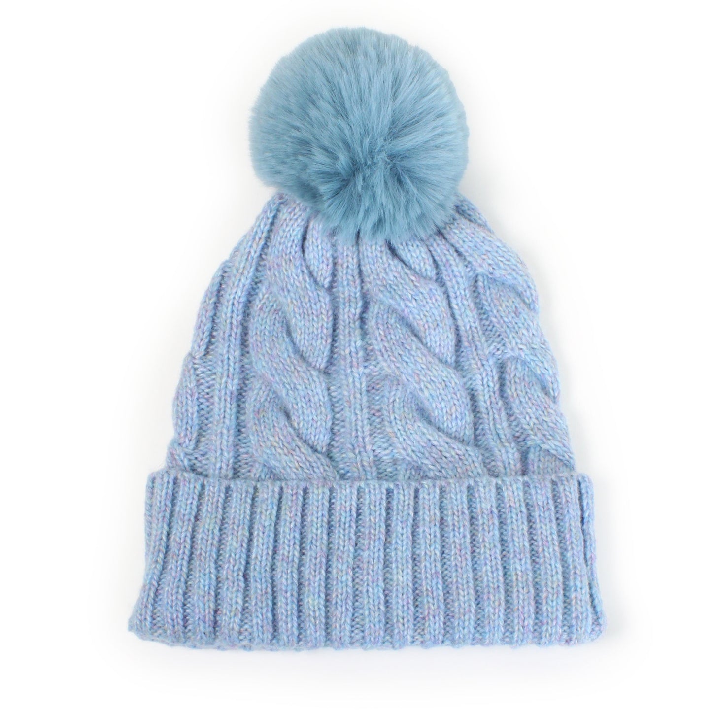 CABLE KNIT BEANIE W/POMPOM