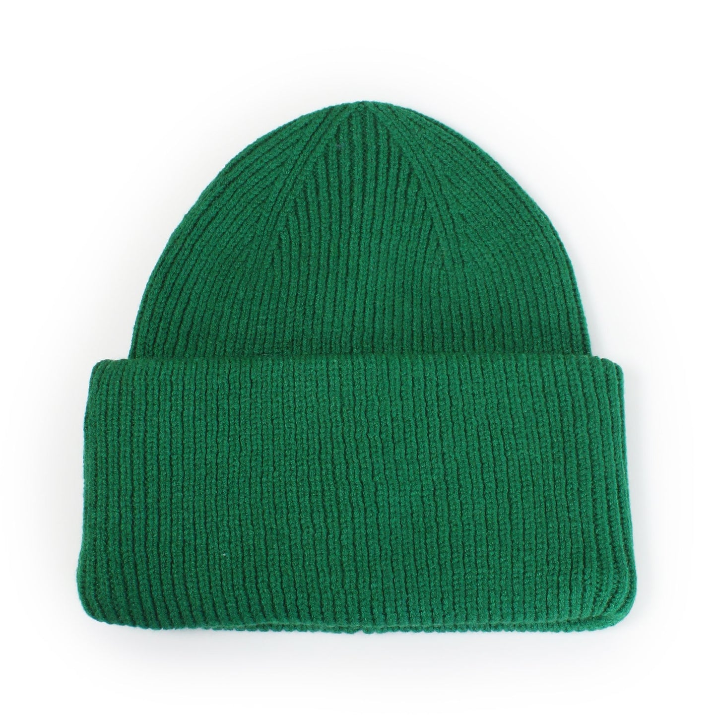 SOLID COLOR RIBBED KNIT CUFFED BEANIE