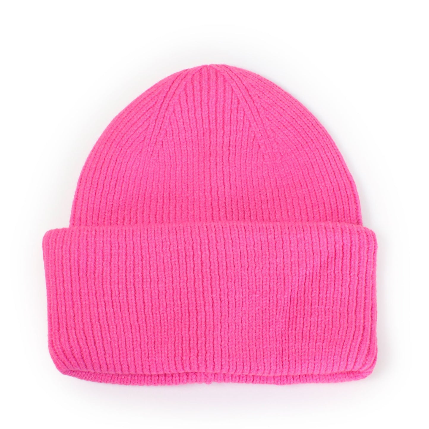 SOLID COLOR RIBBED KNIT CUFFED BEANIE