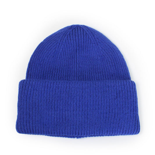 SOLID COLOR RIBBED KNIT CUFFED BEANIE