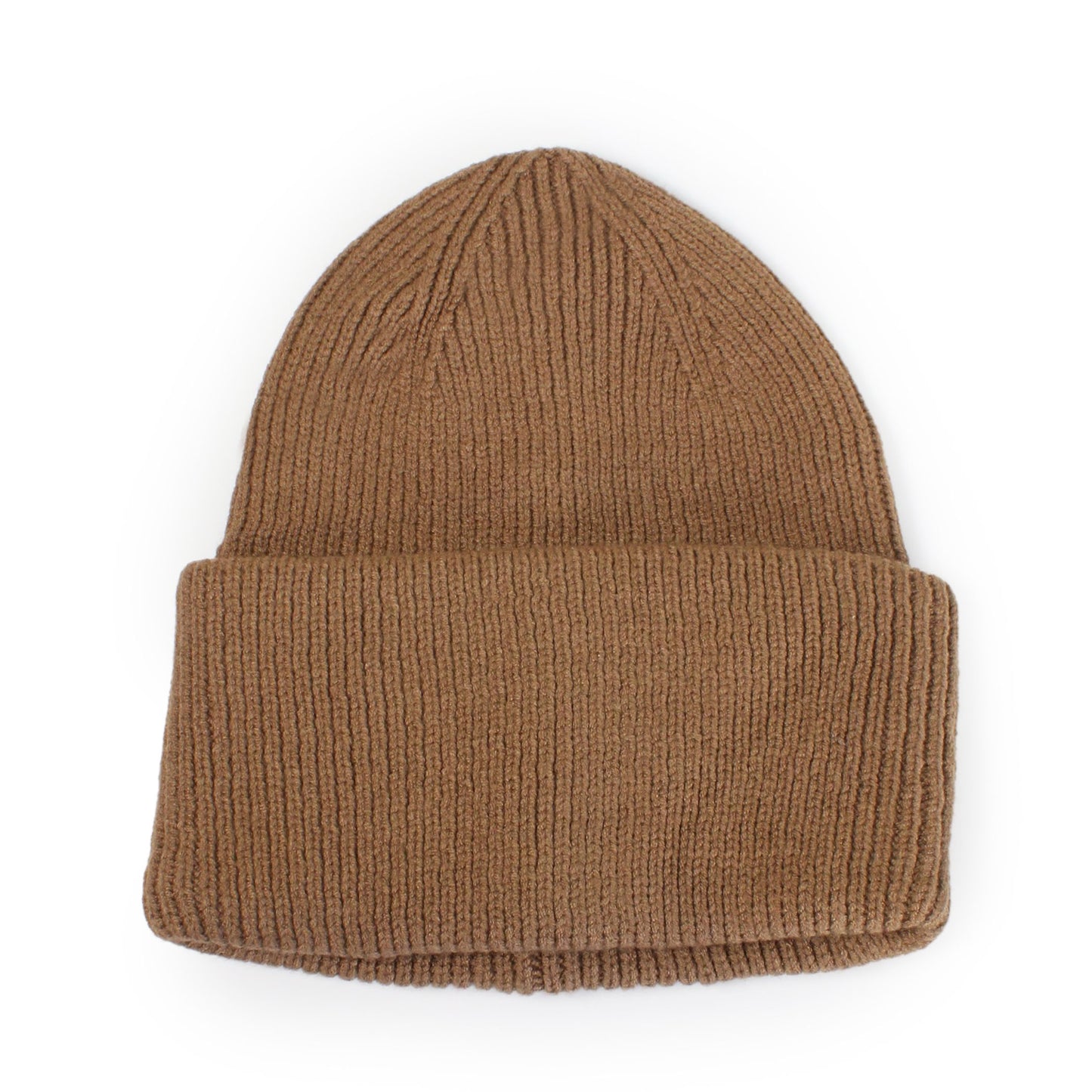 SOLID COLOR RIBBED KNIT CUFFED BEANIE