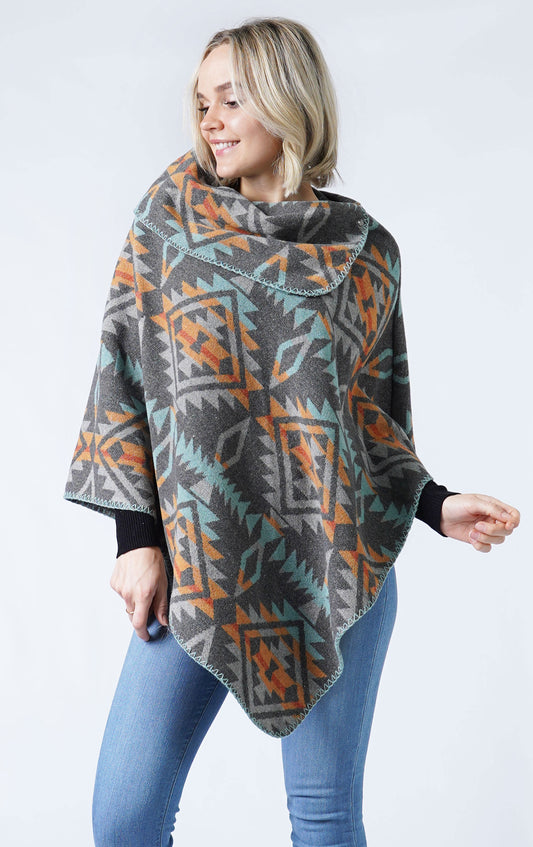 WESTERN PATTERN PONCHO