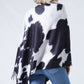 COW PRINT MULTI WEAR SCARF/PONCHO WITH FRINGE