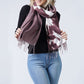 COW PRINT MULTI WEAR SCARF/PONCHO WITH FRINGE