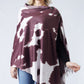 COW PRINT MULTI WEAR SCARF/PONCHO WITH FRINGE