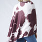 COW PRINT MULTI WEAR SCARF/PONCHO WITH FRINGE