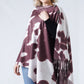 COW PRINT MULTI WEAR SCARF/PONCHO WITH FRINGE