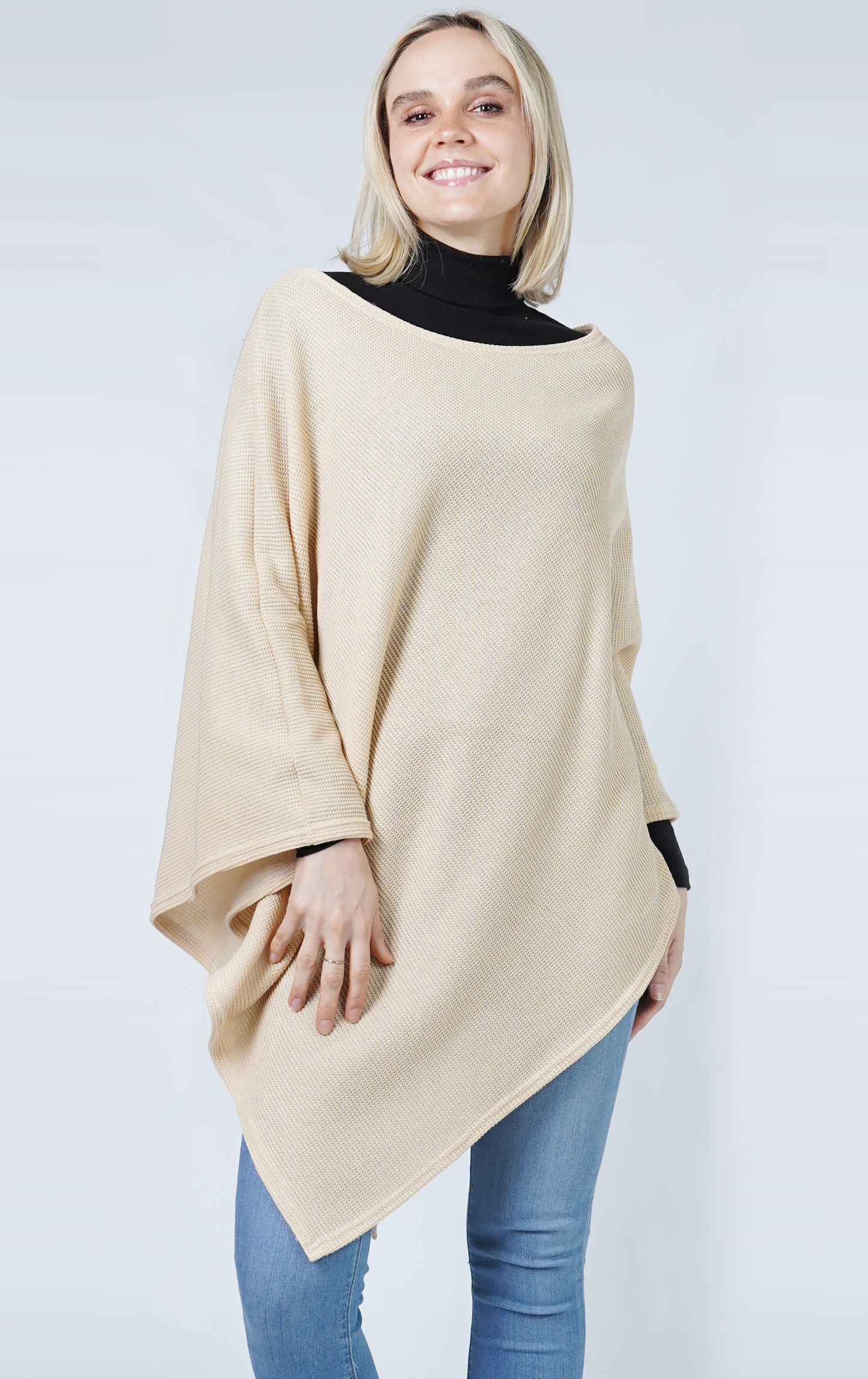 TEXTURED JERSEY PONCHO