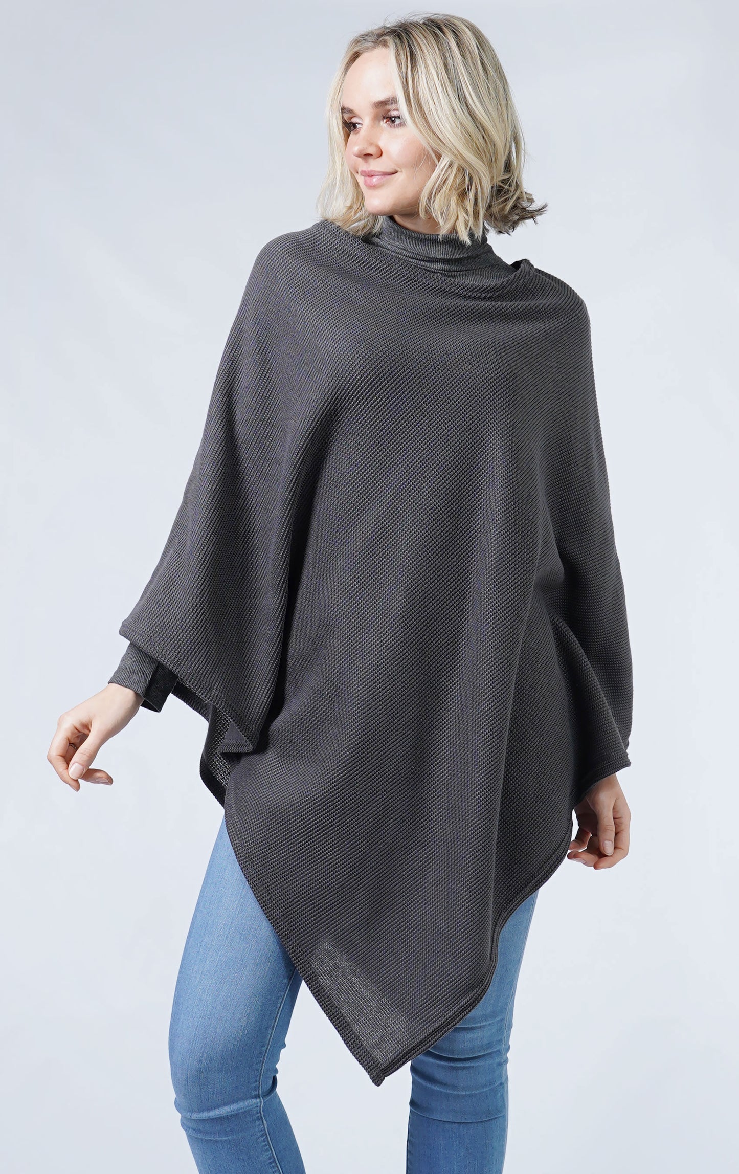 TEXTURED JERSEY PONCHO