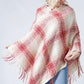 PLAID PONCHO WITH FRINGE