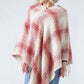 PLAID PONCHO WITH FRINGE