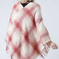 PLAID PONCHO WITH FRINGE