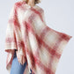 PLAID PONCHO WITH FRINGE