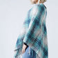 PLAID PONCHO WITH FRINGE