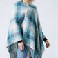 PLAID PONCHO WITH FRINGE