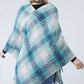 PLAID PONCHO WITH FRINGE