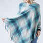 PLAID PONCHO WITH FRINGE