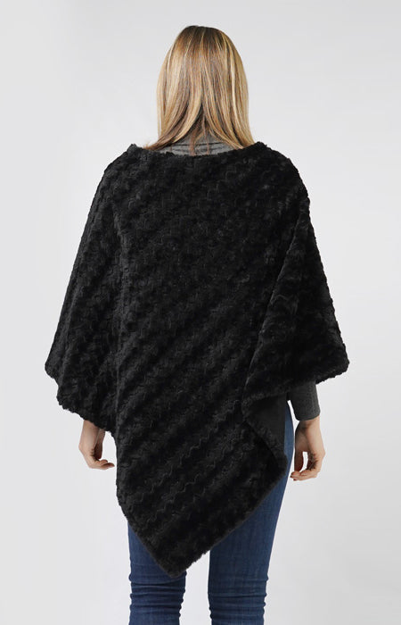 WAVE TEXTURE FAUX FUR PONCHO