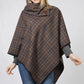 PLAID+COCONUT BUTTON PONCHO