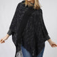 MULTI COLOR KNIT HOODED PONCHO WITH FRINGE