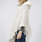 MULTI COLOR KNIT HOODED PONCHO WITH FRINGE