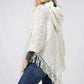 MULTI COLOR KNIT HOODED PONCHO WITH FRINGE