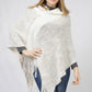 MULTI COLOR KNIT HOODED PONCHO WITH FRINGE