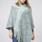 MULTI COLOR KNIT HOODED PONCHO WITH FRINGE