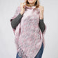 MULTI COLOR KNIT HOODED PONCHO WITH FRINGE