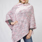 MULTI COLOR KNIT HOODED PONCHO WITH FRINGE