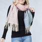 CHEVRON+OMBRE WOVEN OBLONG SCARF W/TASSEL