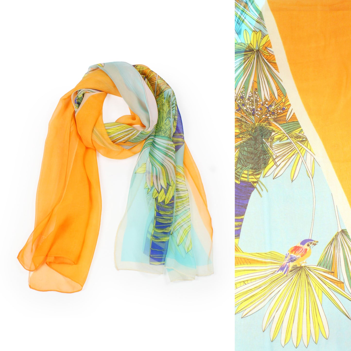 TROPICAL PRINT CHIFFON OBLONG SCARF