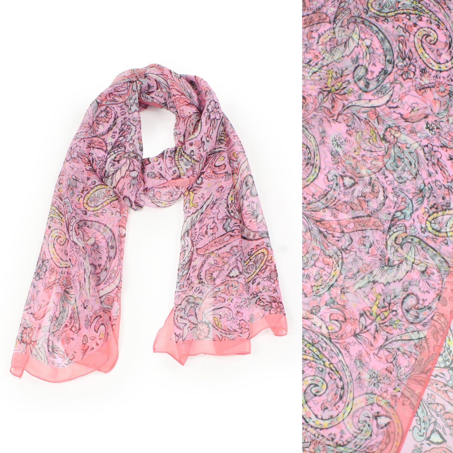 PAISLEY PRINT CHIFFON OBLONG SCARF